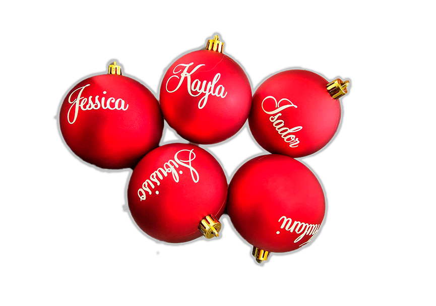 Personalised Christmas baubles.  Lovely new font