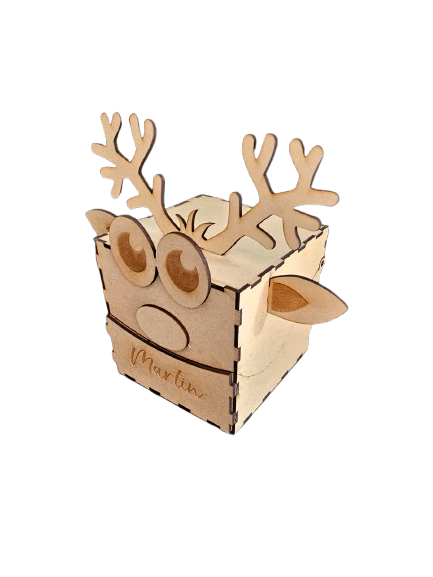 Christmas Reindeer box personalised - Martin. Side view