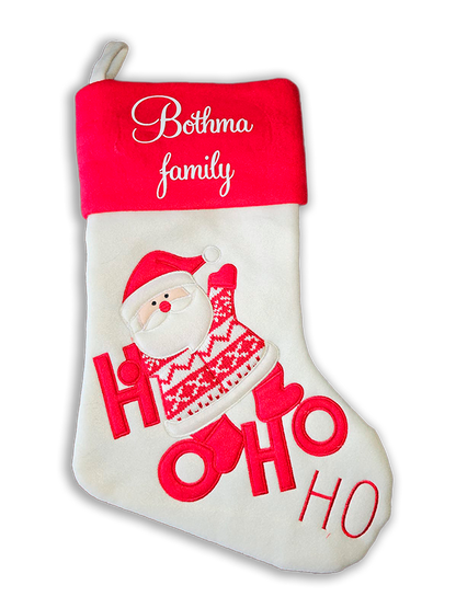 Personalised Christmas stocking with Cursive font.