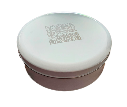 Puzzle metal container engraved with QR code