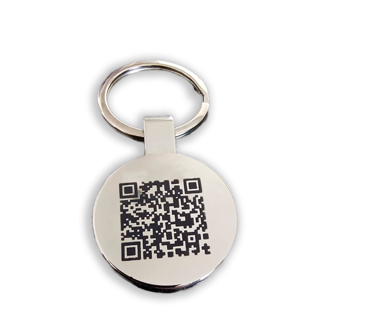 Metal keyring engraved with QR code