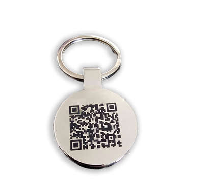 Metal keyring engraved with QR code