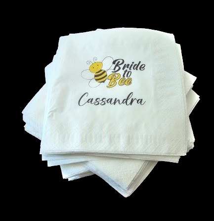 Personalised serviettes. Bride to bee