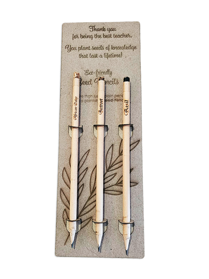 Pencil with seeds - trio gift pack. Teacher's Gifts. Personalised