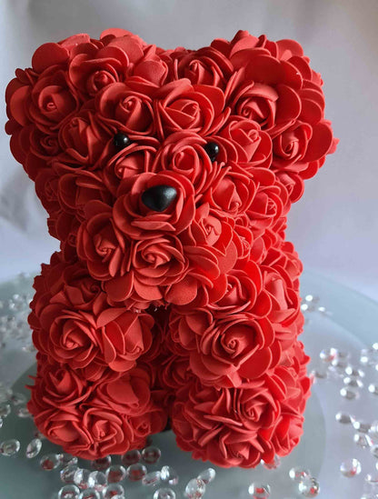 Valentine's teddy with roses. Foam teddy